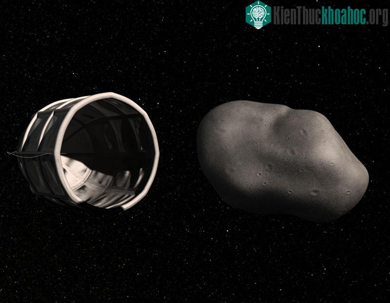 Hình minh họa một phi thuyền tới gần một thiên thạch để khai thác tài nguyên. (Ảnh: Space)