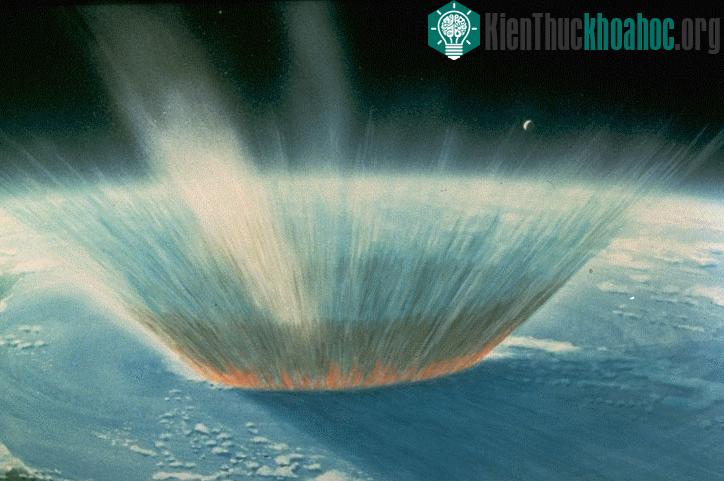 Hình ảnh mô phỏng vụ va chạm giữa thiên thạch Chicxulub với trái đất