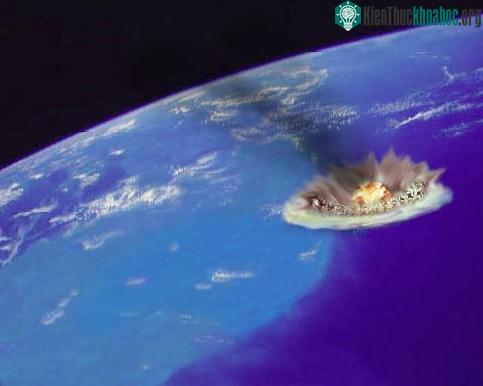 Mô hình thiên thạch va chạm vào mặt đất tạo ra hố Chicxulub ở Mexico