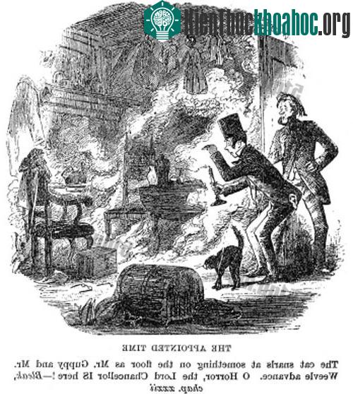 Cảnh nhân vật bốc cháy trong tiểu thuyết Bleak House. (Ảnh: Acient Origins)