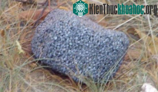 Cận cảnh một hòn đá phát sáng, tỏa hơi kỳ lạ và có khả năng làm chuyển màu vật liệu như giấy và bìa các tông. (Ảnh: Daily Mail)