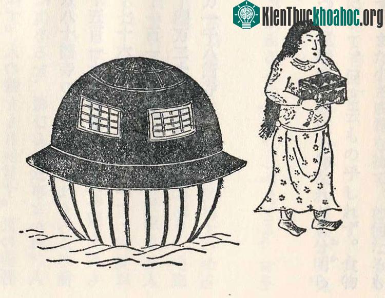 Tranh miêu tả phi thuyền Utsuro-bune bởi Kyokutei Bakin (1825). (Ảnh: Wikimedia).