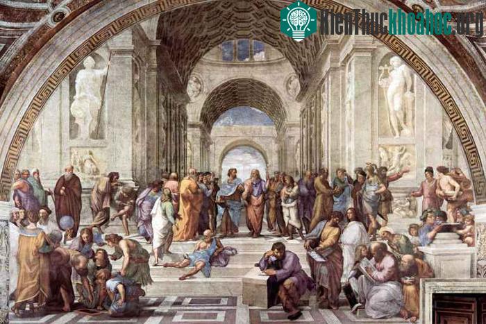 Bích họa mô tả trường học của Aristotle do họa sĩ Raphael vẽ năm 1509-1510. (Ảnh: Pin it).