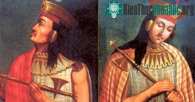 Hình ảnh Huáscar (trái) và Atahualpa (phải) trên con tem của Peru phát hành năm 2004. (Ảnh: Stamp Peru).