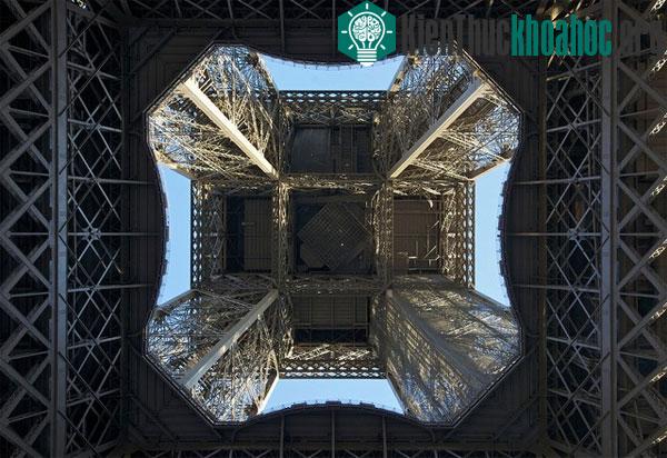 Tháp Eiffel nhìn từ bên dưới lên