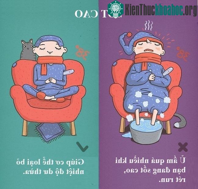 Khi bị sốt, bạn nên làm mát cơ thể để giảm nhiệt độ.