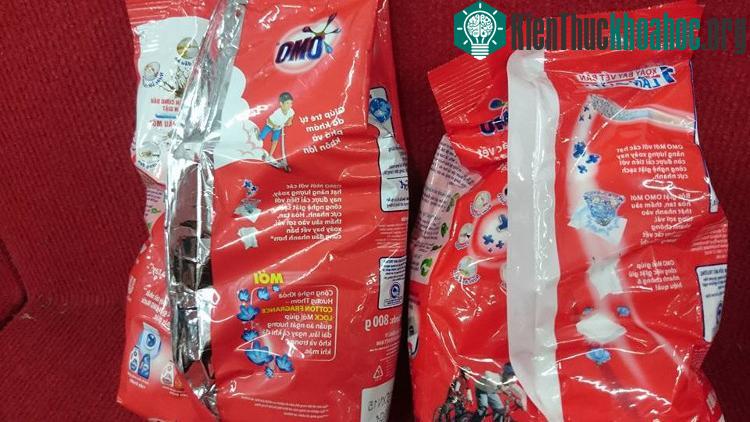Bột giặt Omo thật và nhái.