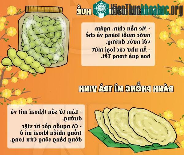 Me ngâm đường ở Huế và bánh phồng mì Trà Vinh
