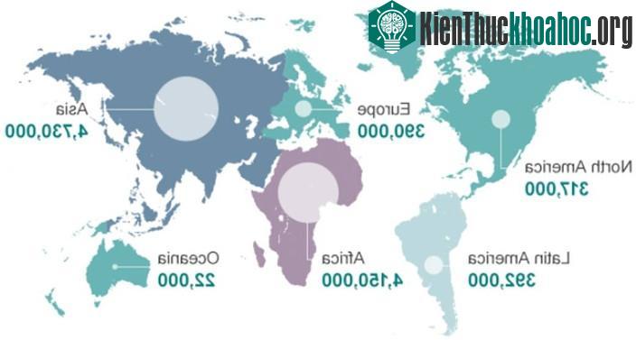 Số người thiệt mạng mỗi năm ở các châu lục do siêu vi khuẩn kháng kháng sinh năm 2050. (Ảnh The Review on Antimicrobial Resistance)