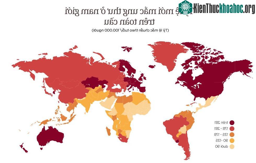 Tỷ lên mới mắc ung thư ở nam giới