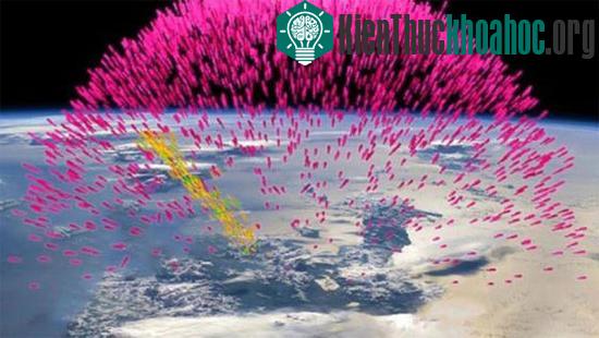 Hình minh họa chùm tia gamma phát sinh trong một cơn bão. (Ảnh: NASA)