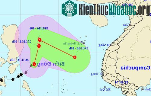 Đường đi dự kiến của Tokage theo Trung tâm dự báo khí tượng và thủy văn Trung ương. (Ảnh: NCHMF).