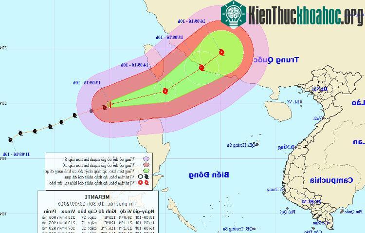 Vị trí và dự báo đường đi của siêu bão. (Nguồn: Trung tâm dự báo khí tượng thuỷ văn Trung ương).