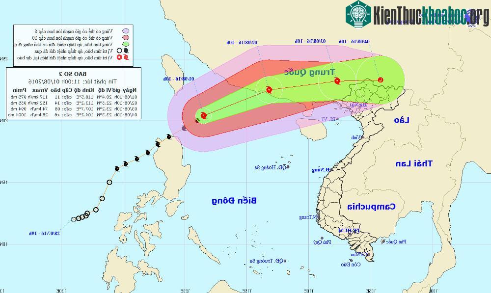 Vị trí và đường đi của siêu bão Nida.