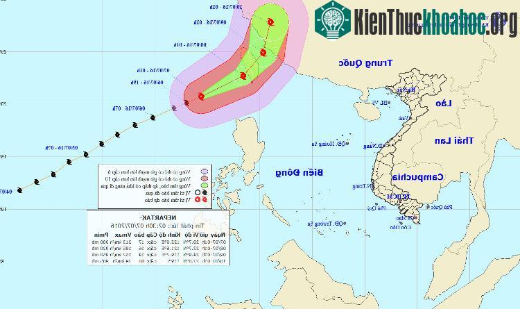 Dự báo đường đi của bão Nepartak. (Ảnh: NCHMF).