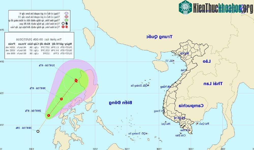 Vị trí và đường đi của áp thấp nhiệt đới.