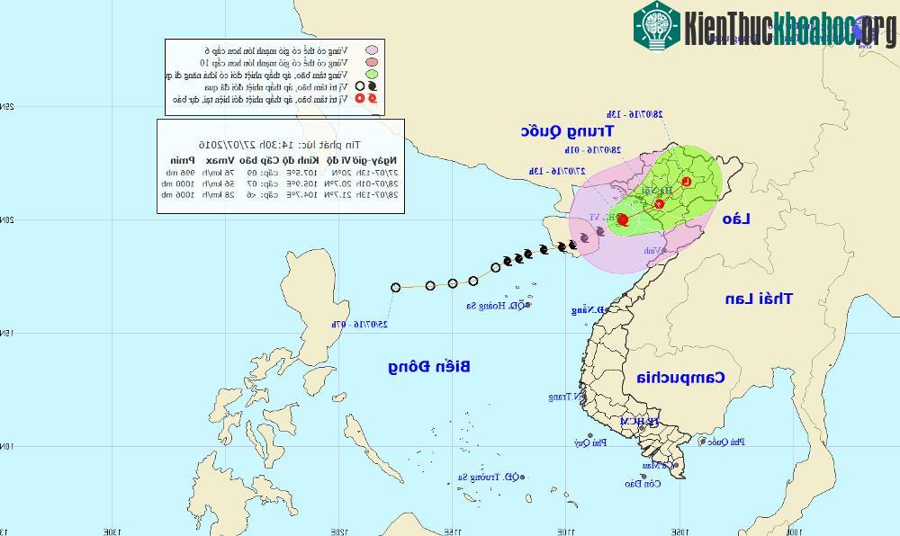 Vị trí và đường đi của bão Mirinae.