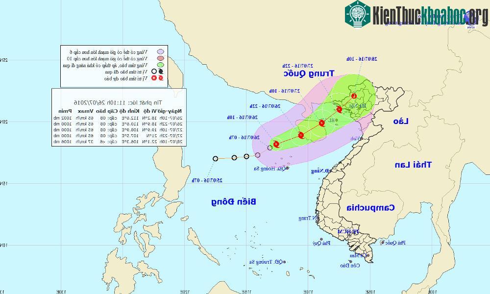 Vị trí và đường đi của cơn bão số 1.