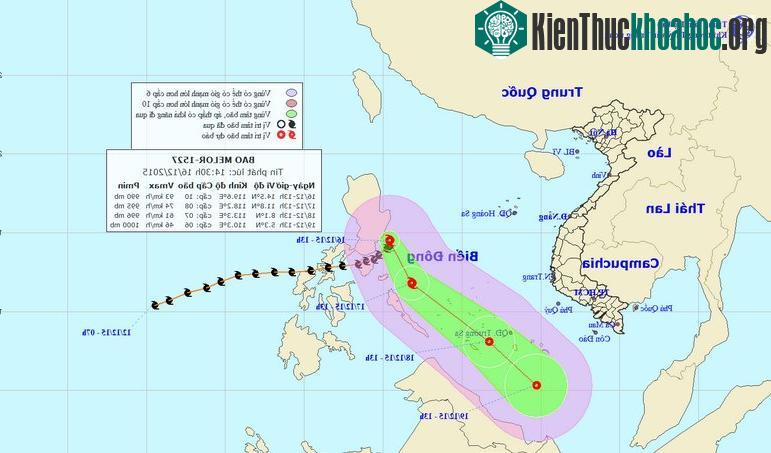 Đường đi của bão Melor. (Ảnh: NCHMF).