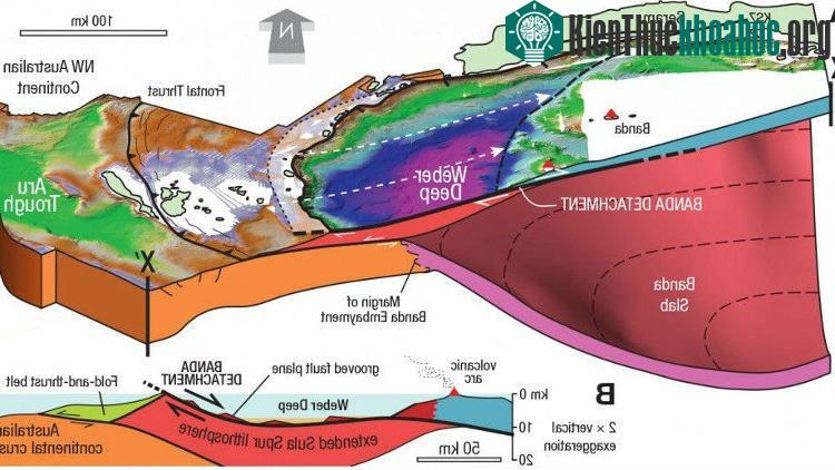 Hình ảnh mô phỏng dải đứt gãy sâu 7km mang tên Banda Detachment nằm ở phía đông Indonesia.