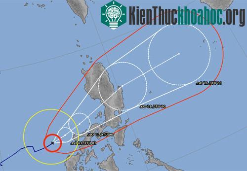 Dự báo đường đi của bão theo đài khí tượng của Nhật Bản. (Ảnh: jma.go.jp).