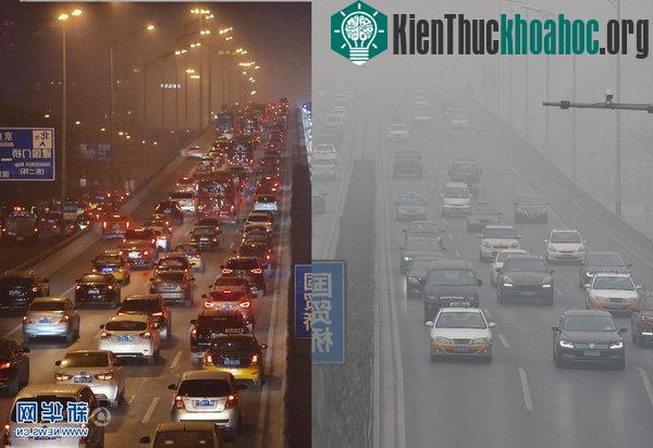 Các phương tiện giao thông đi lại tấp nập trên cầu Quốc Mậu.