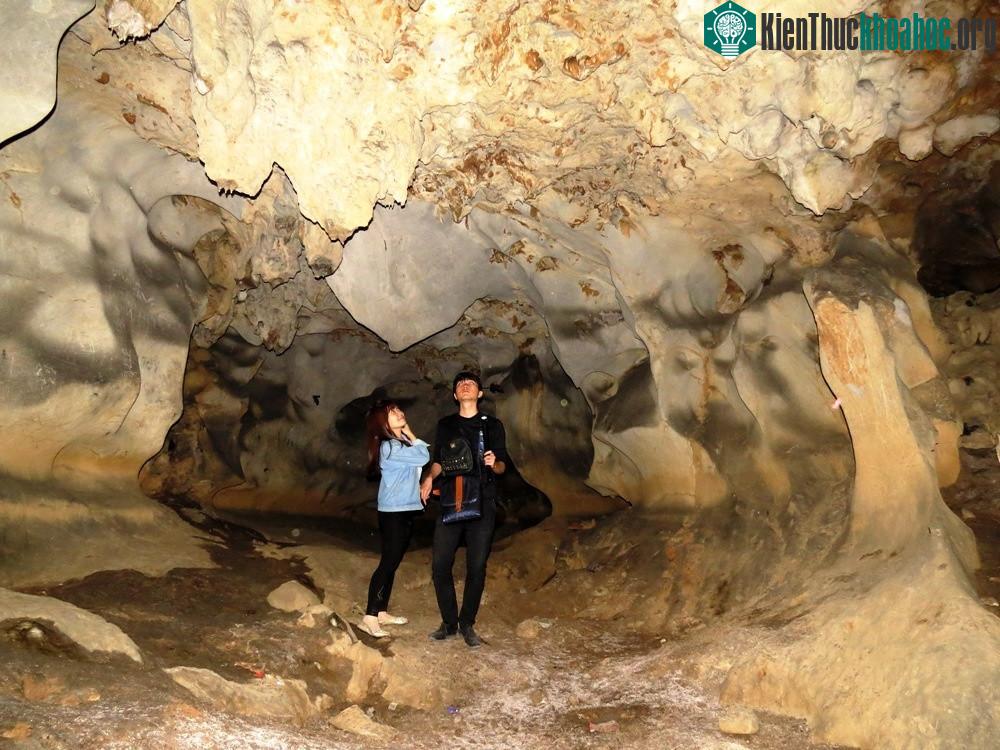 Trên trần hang là những nhũ đá nhọn đang tí tách nhỏ từng ngọt nước trong vắt, mát lạnh.