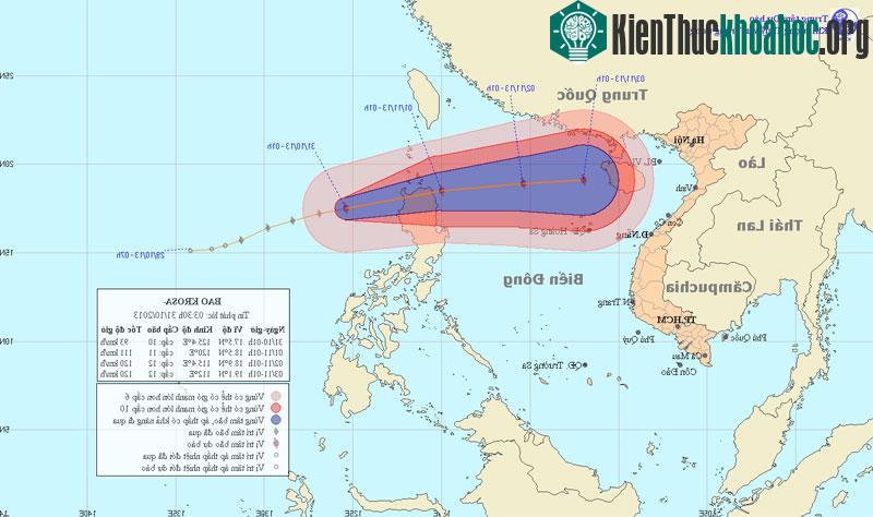Ảnh đường đi và vị trí của bão Krosa