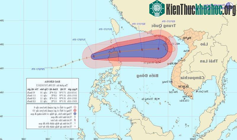 Ảnh đường đi và vị trí của bão Krosa