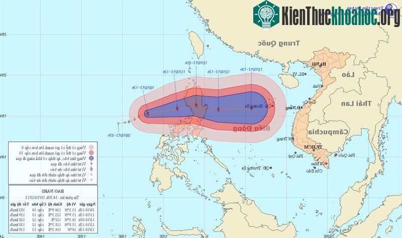 Ảnh vị trí và đường đi của cơn bão