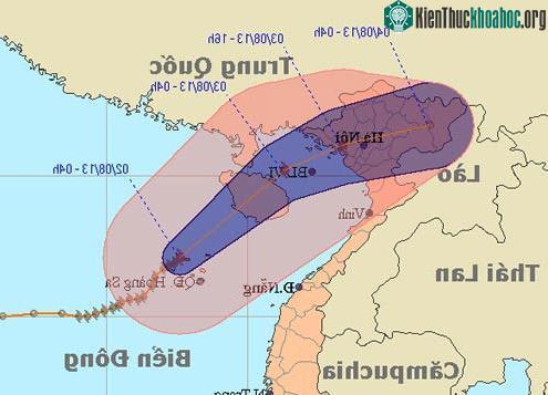 Dự báo đường đi và khu vực ảnh hưởng của bão. (Ảnh: NCHMF)