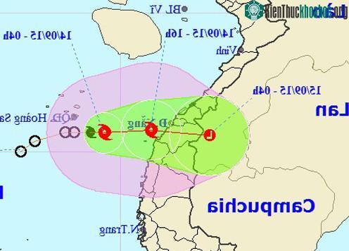 Hướng đi của bão số 3. (Ảnh: NCHMF).