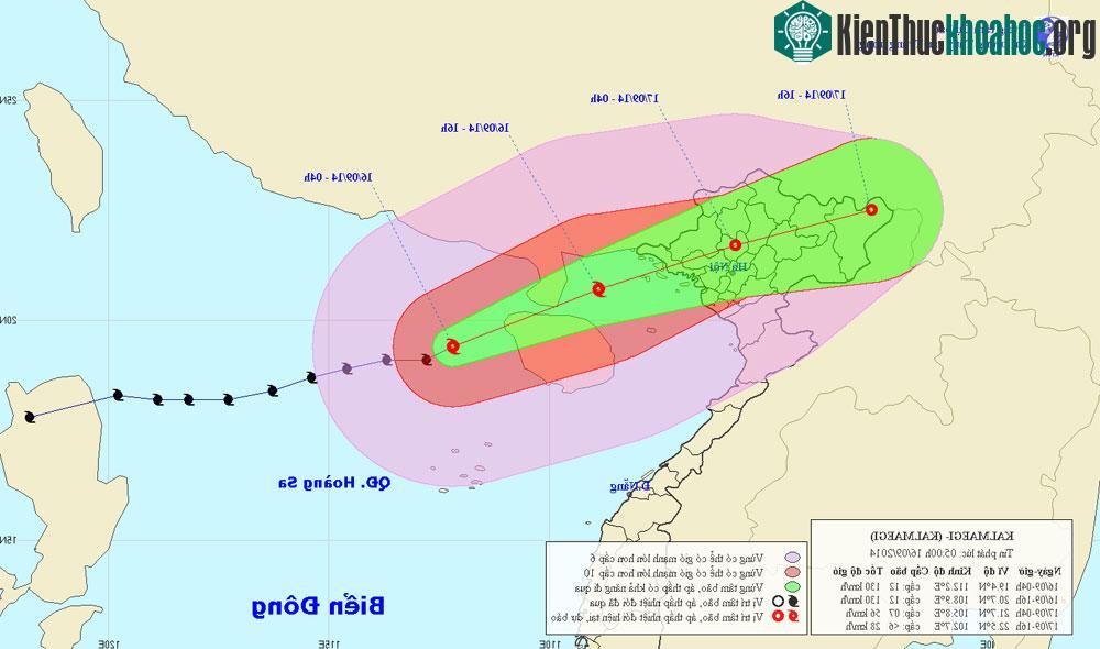 Ảnh đường đi và vị trí của bão Kalmaegi