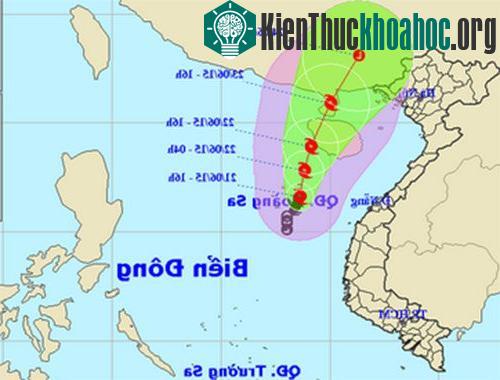 Dự báo đường đi và khu vực ảnh hưởng của bão. (Ảnh: NCHMF).