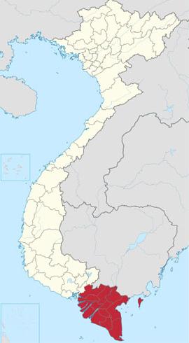 Đồng bằng sông Mekong tại Việt Nam (phần màu đỏ) đang bị nước biển xâm nhập. (Ảnh: Wikimedia)