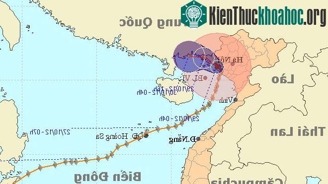 Ảnh đường đi và vị trí của cơn bão
