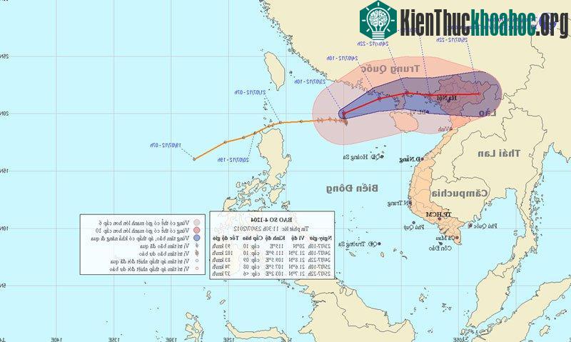 Chùm ảnh đường đi và vị trí của cơn bão