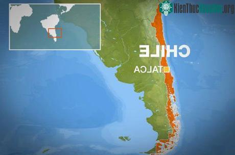 Tâm chấn của động đất cách tỉnh Talca thuộc vùng Maule, Chile khoảng 27km về phía tây bắc. (Đồ họa: aljazeera.com)