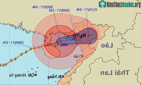 Dự báo đường đi và khu vực ảnh hưởng của bão. (Ảnh: NCHMF)