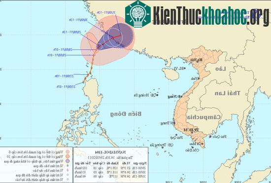 Ảnh đường đi và vị trí của cơn bão