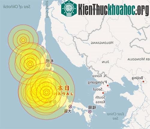 Các trận động đất với cường độ lớn, nhỏ khác nhau liên tục xảy ra tại Nhật Bản trong hai ngày qua. (Đồ họa: Myforecast)