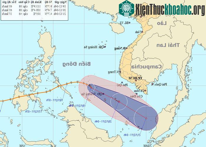 Dự báo đường đi và khu vực ảnh hưởng của bão. (Ảnh: NCHMF)
