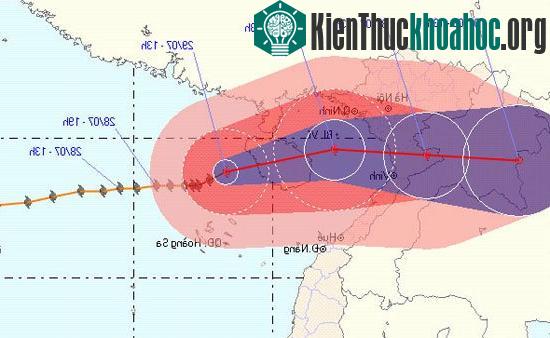 Vị trí tâm bão chiều 29/7