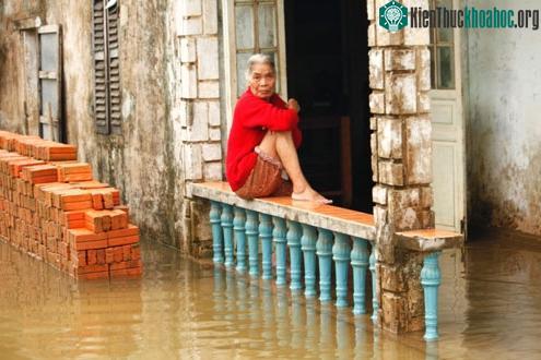 Nhiều ngôi nhà bị ngập sâu.