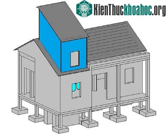 Phần nhà bếp sẽ nổi trên mặt nước khi có nước lũ.