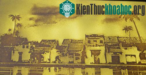 Hình ảnh phố cổ Hội An in trên nền giấy dừa - (Ảnh: Tam Liên).