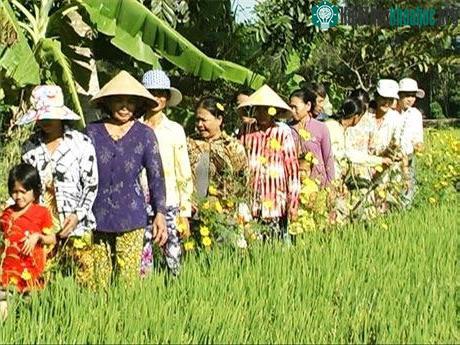 Tham quan mô hình của hội viên phụ nữ xã Tân Bình trong vụ đông xuân 2012 - 2013