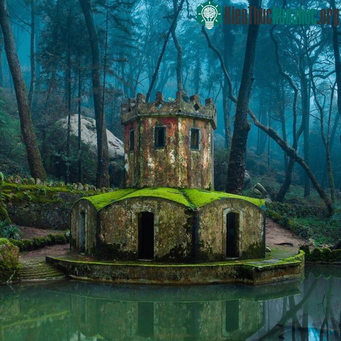 Một lâu đài cũ đổ nát ở thị trấn Sintra, Bồ Đào Nha.