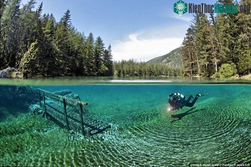 Hai thợ lặn Tobias Friedrich và Michael Webergerger đã có cơ hội khám phá làn nước trong vắt của công viên Green Lake.