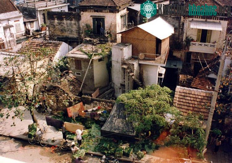 Một góc phố nhìn từ trên cao xuống.